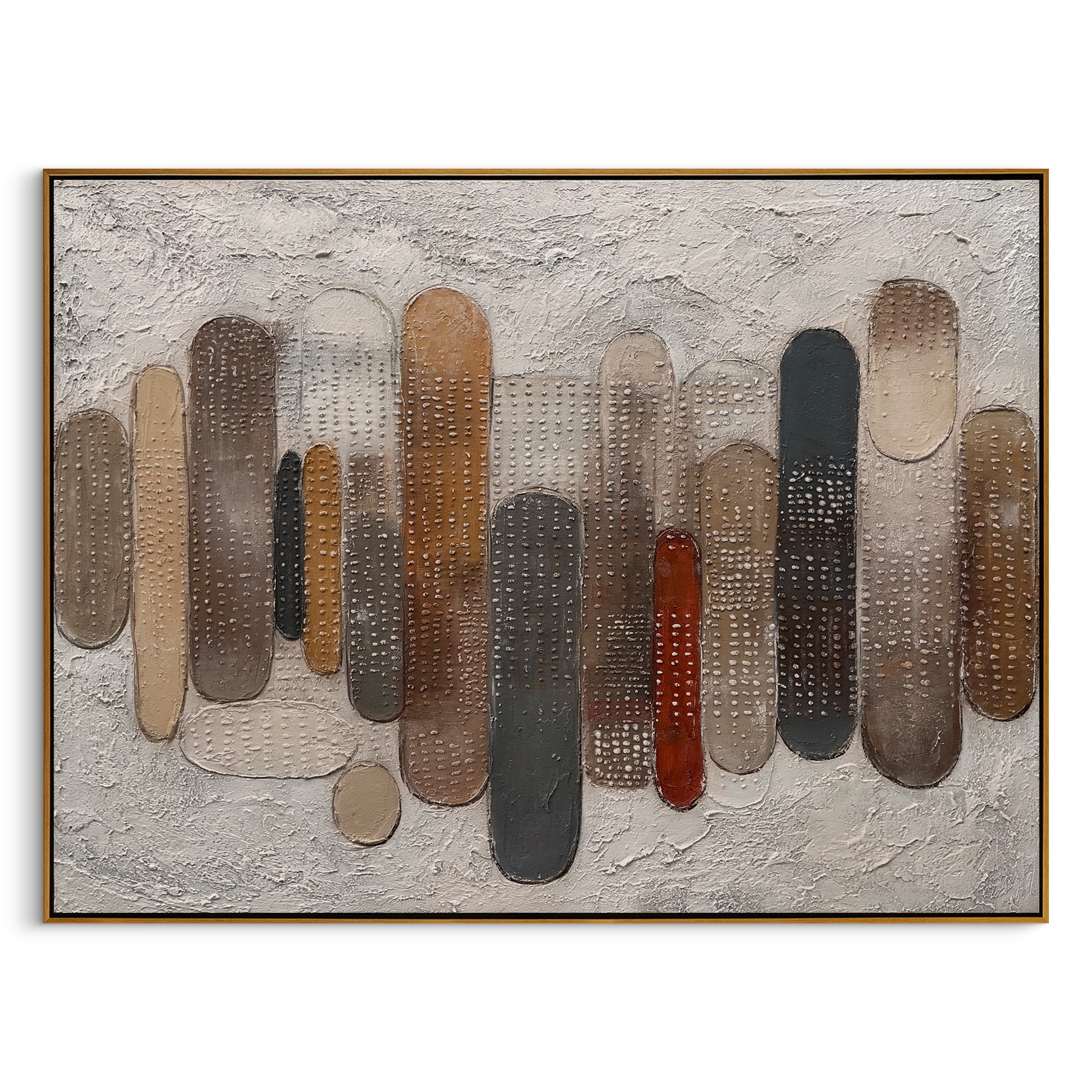 "Earthy Rhythm" – Modern Heavy Impasto Abstract | 3D Neutral & Terracotta Palette Knife Painting | Luxury Horizontal Wall Art #AB 494