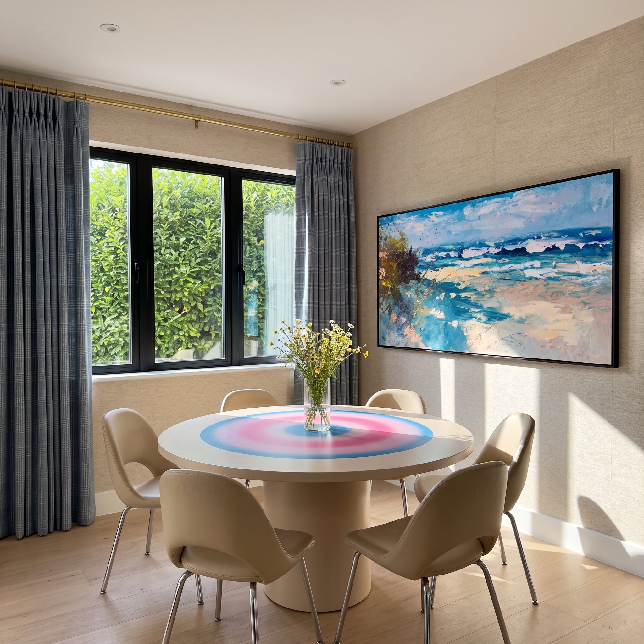 "Textured Dune Shore Ocean Waves" – Modern Heavy Impasto Impressionist Seascape | 3D Turquoise Aqua & Cream Sand Palette Knife Painting | Luxury Horizontal Wall Art #PT 578