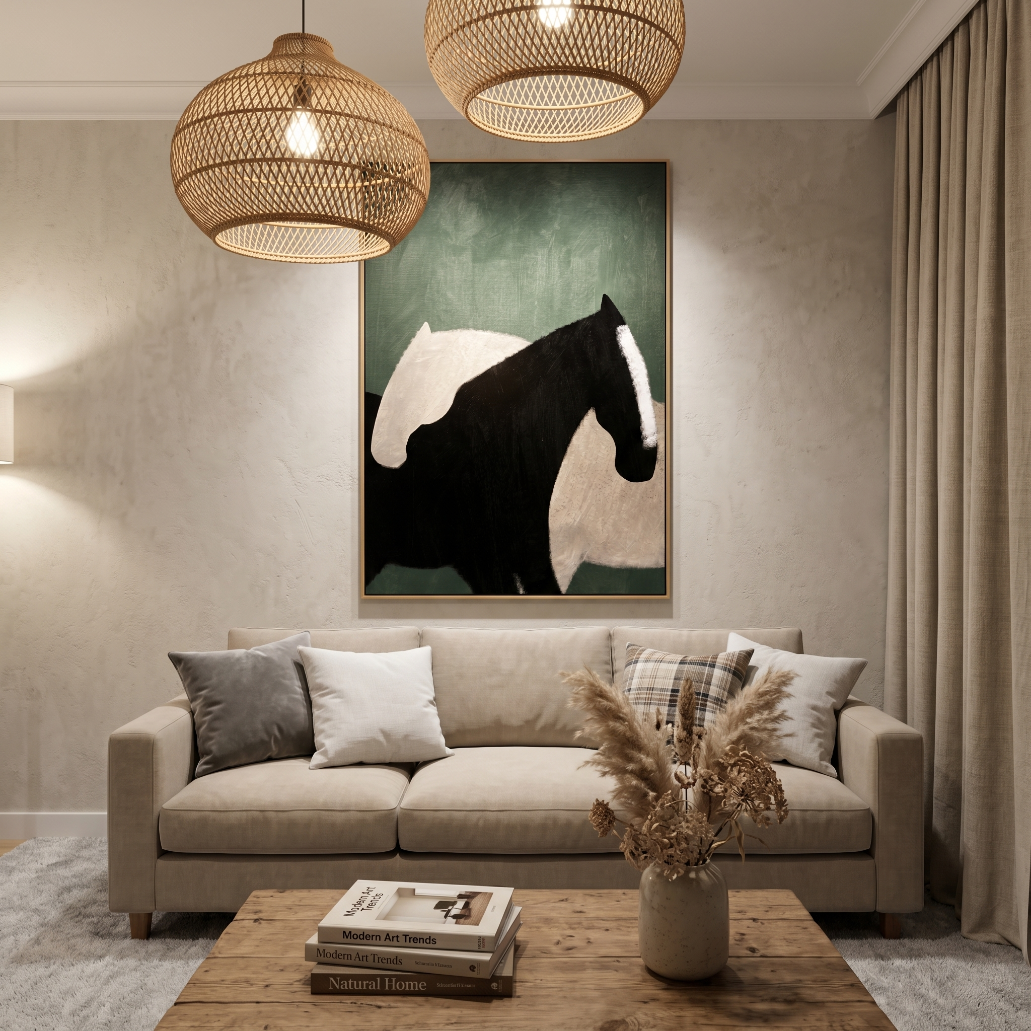"Shadow Horse" - Minimalist Black Horse Portrait | Textured Modern Equestrian Oil Painting | Luxury Vertical Wall Art #PT 587