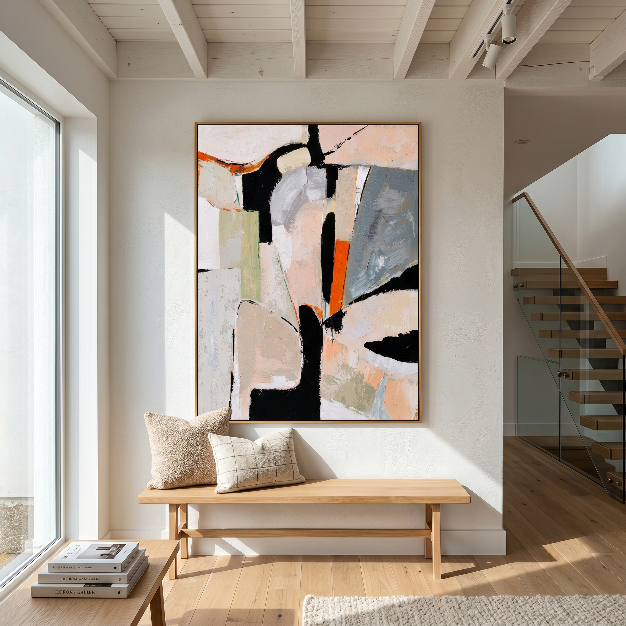 "Fragmented Figure" - Modern Abstract Figurative Painting | Textured Neutral Black & Rust Canvas Art | Luxury Vertical Wall Art #PT 589