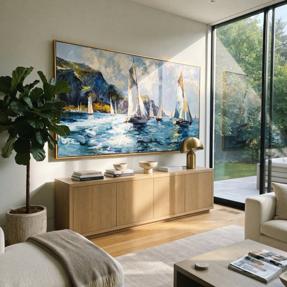 "Azure Coastal Current" is a 100% hand-painted seascape created with professional oil and acrylic paints on high-quality canvas. Its blue & white palette and visible textured strokes give every piece authentic handmade variation and tactile depth.