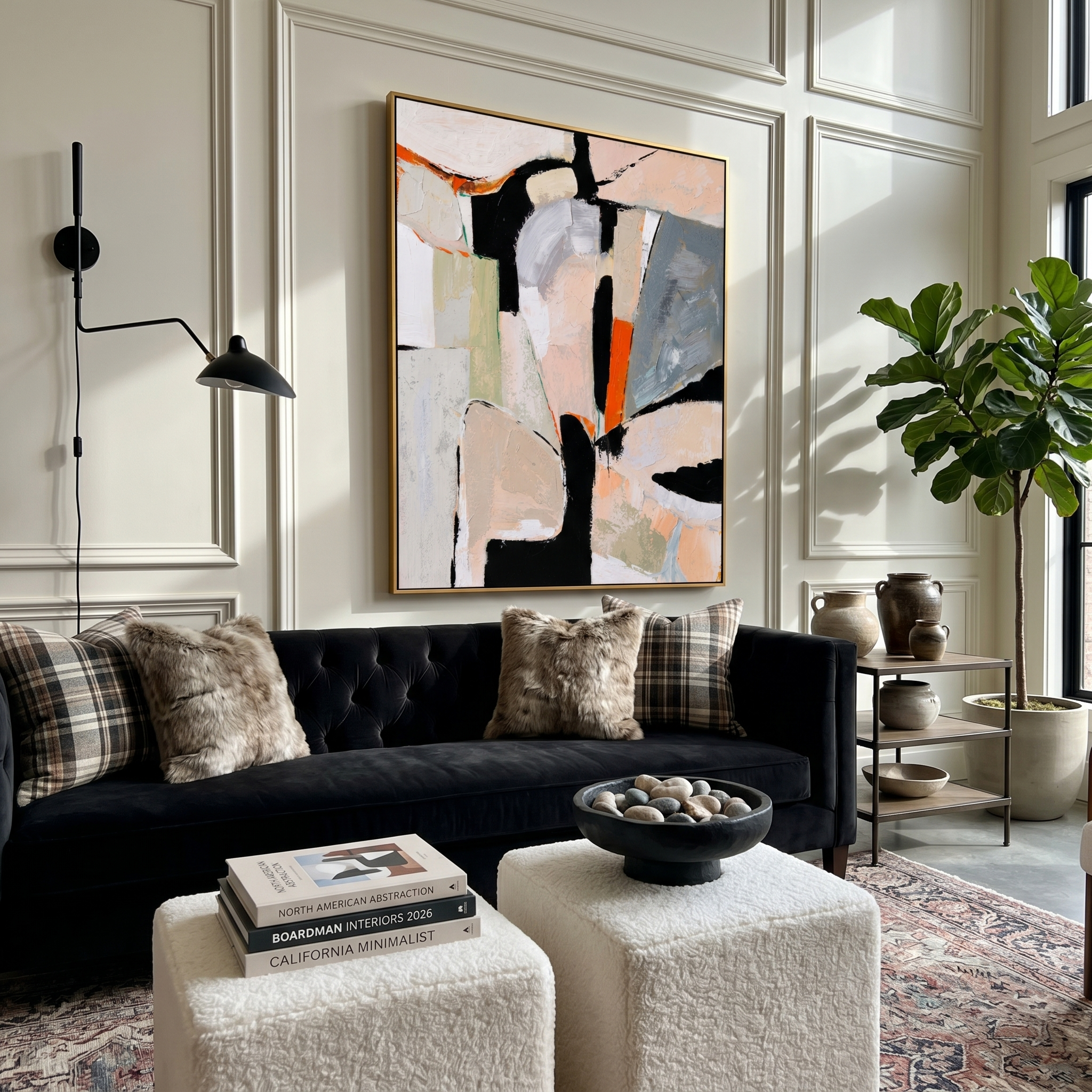 "Fragmented Figure" - Modern Abstract Figurative Painting | Textured Neutral Black & Rust Canvas Art | Luxury Vertical Wall Art #PT 589