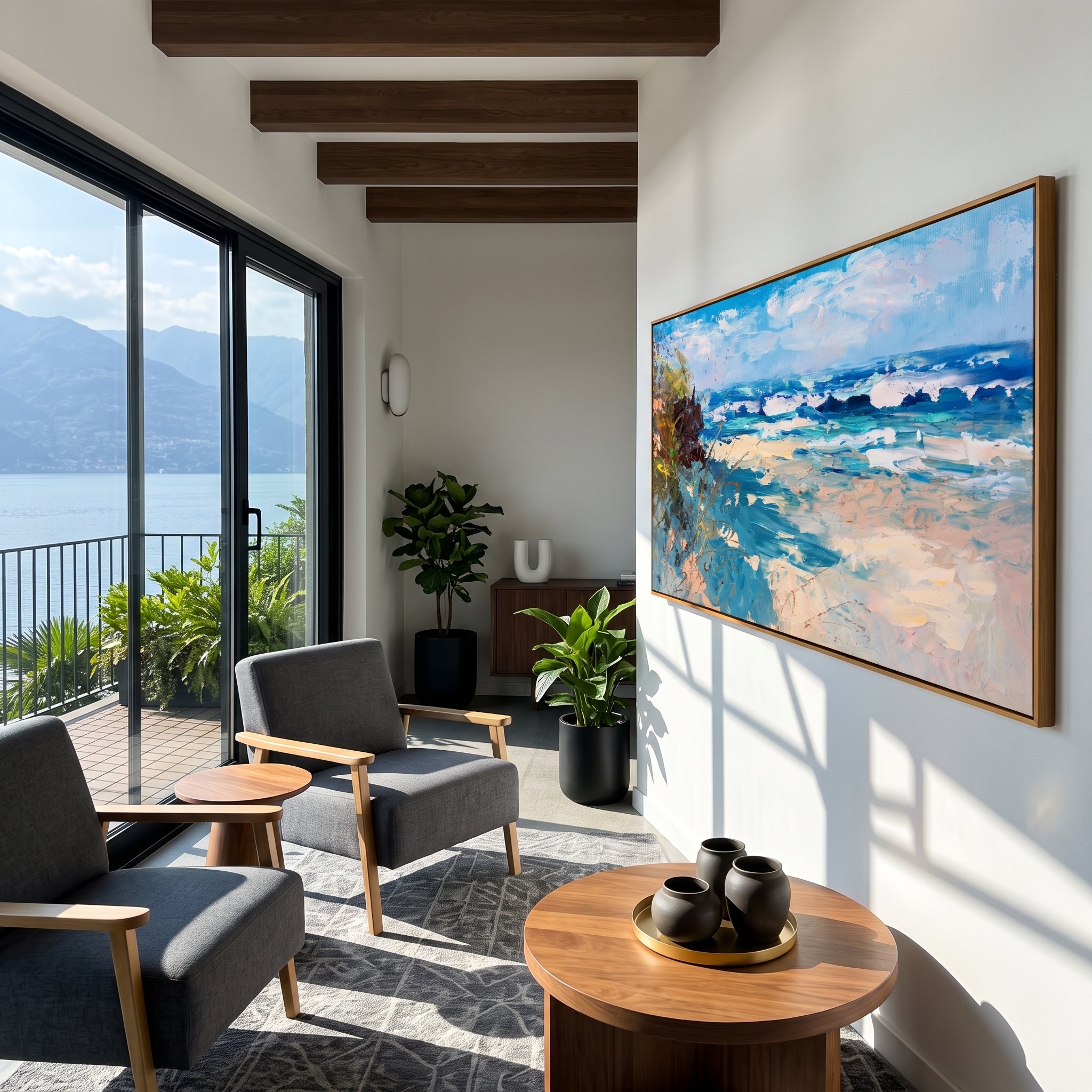 "Textured Dune Shore Ocean Waves" – Modern Heavy Impasto Impressionist Seascape | 3D Turquoise Aqua & Cream Sand Palette Knife Painting | Luxury Horizontal Wall Art #PT 578