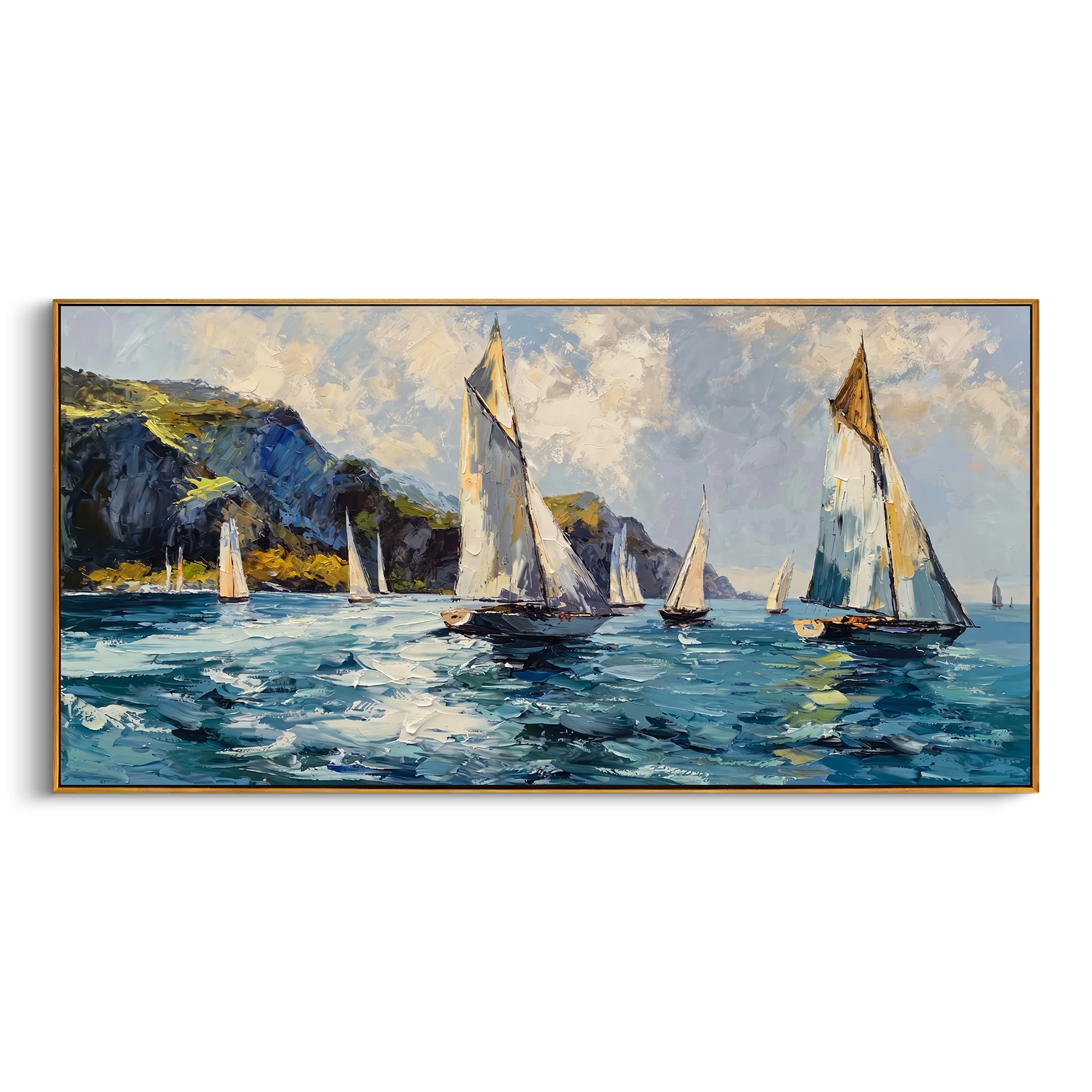 "Azure Coastal Current" - Textured Seascape Art | 3D Blue & White Textured Canvas Painting | Luxury Canvas Wall Art #LC 130
