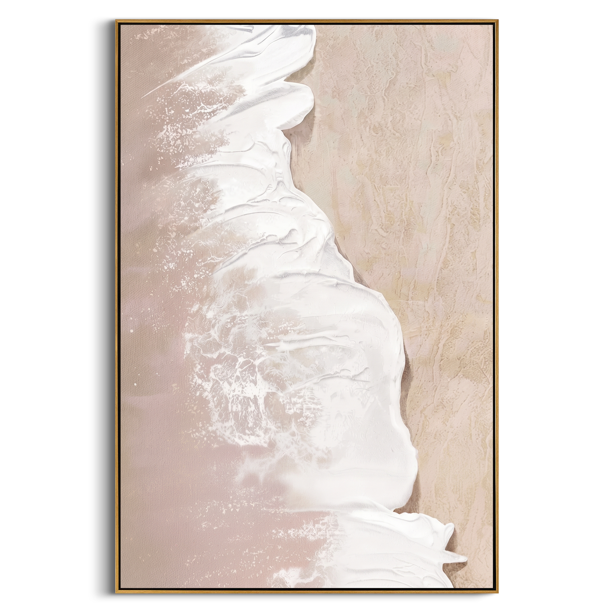 "Sand Tidal Glow" is a 100% hand-painted seascape created with professional oil and acrylic paints on high-quality canvas. Its beige & white palette and visible textured strokes give every piece authentic handmade variation and tactile depth.
