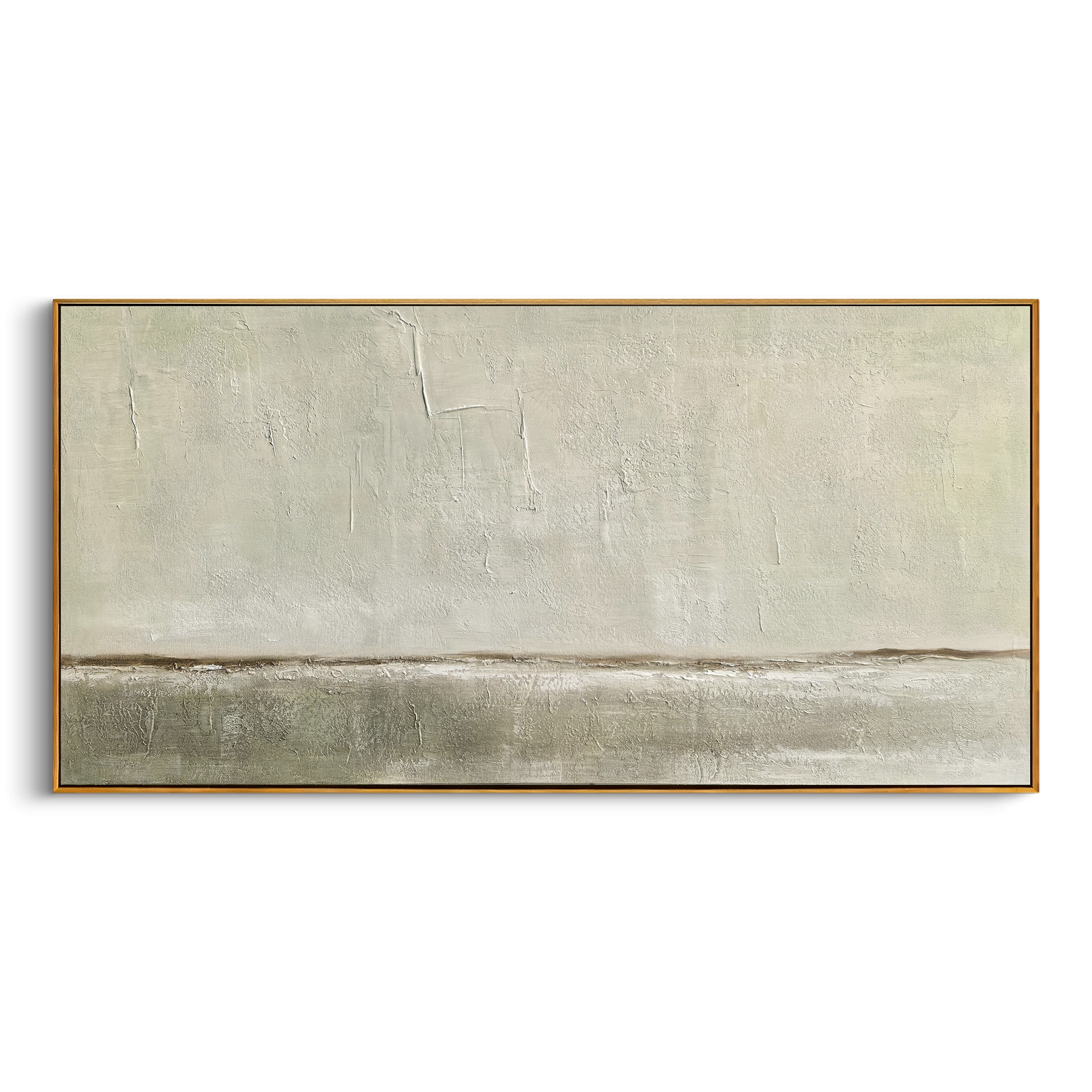 "Soft Grey Panorama" - Minimal Wabi-Sabi Abstract Painting | Grey Panoramic Canvas Art | Luxury Horizontal Wall Art #WS 193
