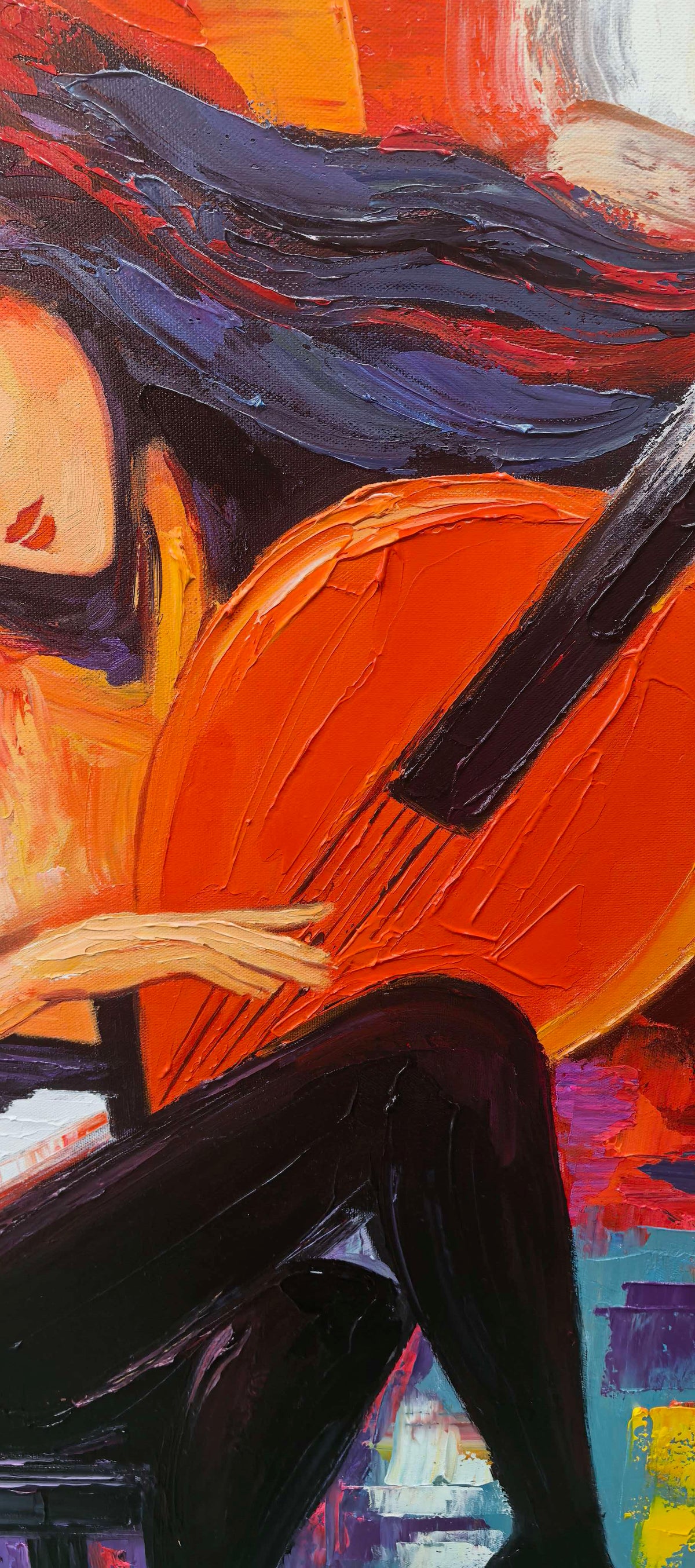 "MELODIC PASSION" – 3D Sculptural Heavy Impasto Musical Figural | Modern Vibrant Style Soul- Stirring Expressionist Wall Art #PE496