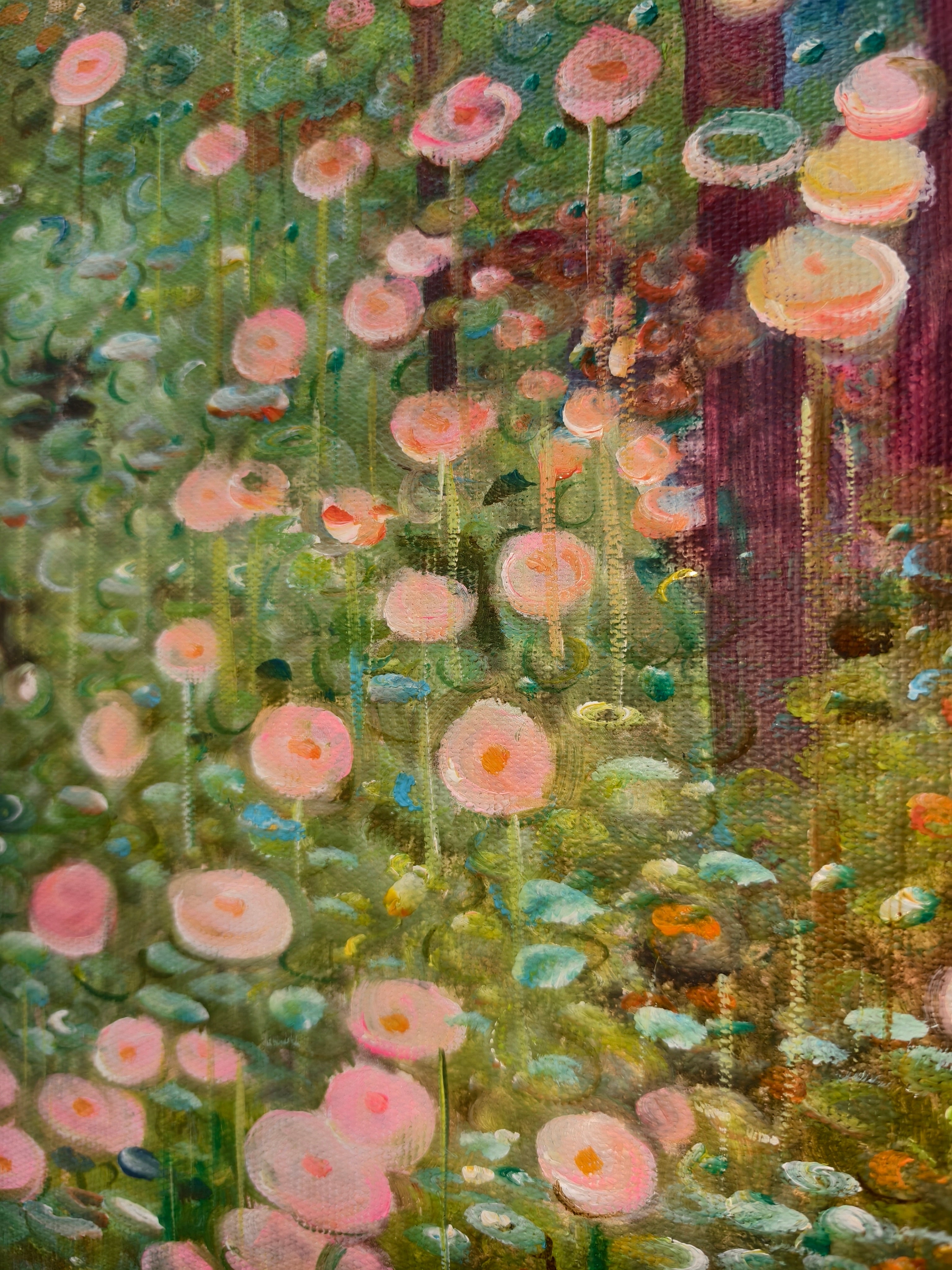 "Summer Secret Garden" – Klimt-Inspired Decorative Floral Oil Painting | Vintage Pastoral Villa Bedroom Wall Art#FL314