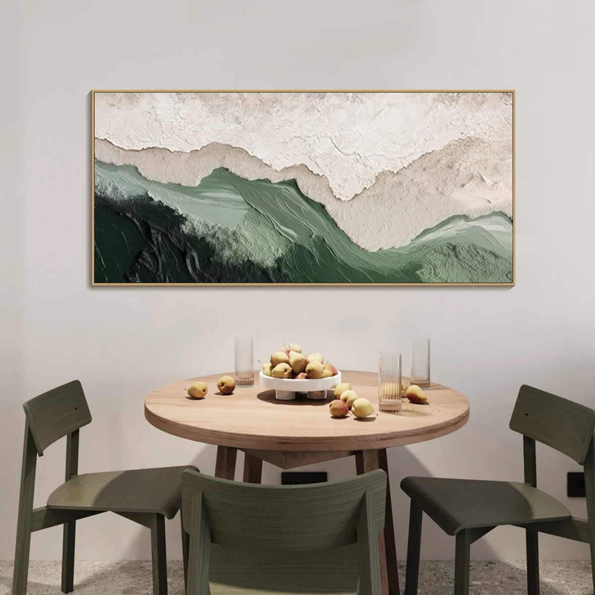 "Layered Mountain" - Modern Heavy Impasto Landscape Artwork | Beige Palette Knife Painting | Luxury Horizontal Wall Art #PT 2631