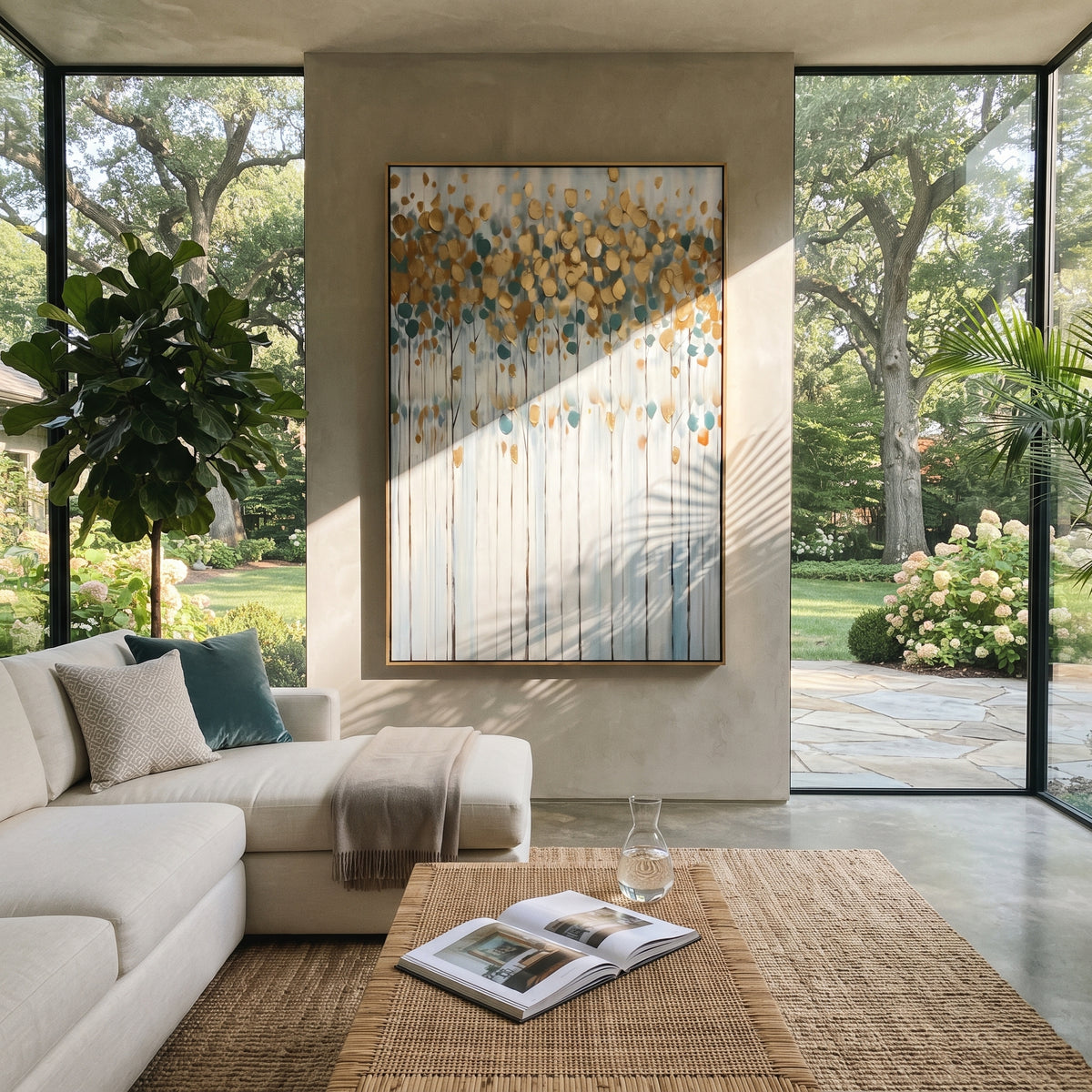 "Black White Blossom Tree Painting" focuses on atmosphere, surface movement, and sculptural heavy impasto craftsmanship rather than a fixed literal storyline. The composition uses this hand-painted vertical canvas presents a monochrome tree with black trunk, white blossom-like foliage, grey shadows, and thick sculpted petals, with visible raised palette-knife texture and handmade surface depth as the visual anchor, while layered palette-knife paint, raised plaster-like texture, and softened