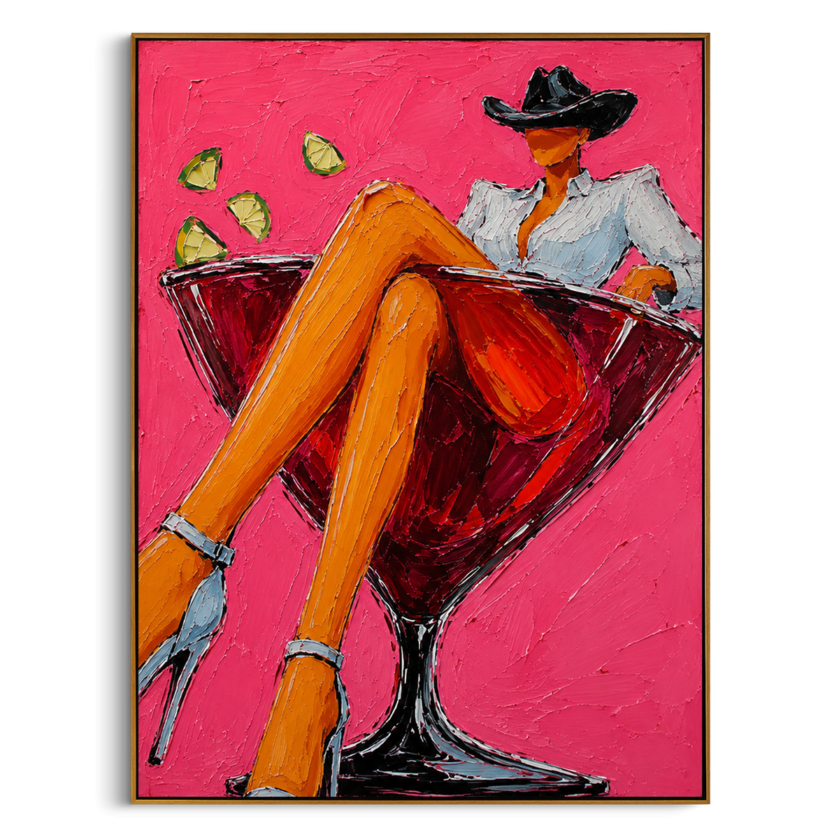 "Rust Face Cowboy Portrait Painting" focuses on atmosphere, surface movement, and sculptural heavy impasto craftsmanship rather than a fixed literal storyline. The composition uses this hand-painted vertical canvas presents a modern faceless cowboy portrait with burnt orange face tones, a sand colored hat, and muted green outerwear on a cream ground as the visual anchor, while layered palette-knife paint, raised plaster-like texture, and softened brush movement create tactile depth across the