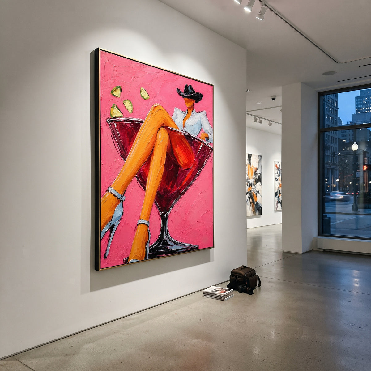 "Rust Face Cowboy Portrait Painting" focuses on atmosphere, surface movement, and sculptural heavy impasto craftsmanship rather than a fixed literal storyline. The composition uses this hand-painted vertical canvas presents a modern faceless cowboy portrait with burnt orange face tones, a sand colored hat, and muted green outerwear on a cream ground as the visual anchor, while layered palette-knife paint, raised plaster-like texture, and softened brush movement create tactile depth across the