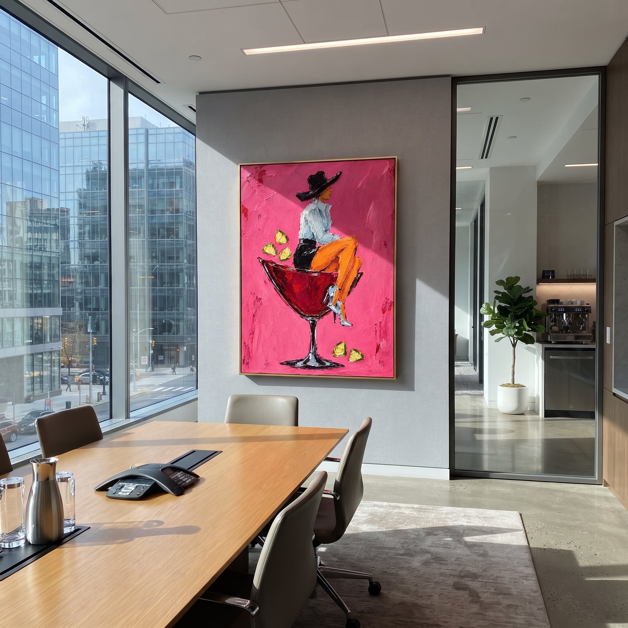 "Sage Jacket Cowboy Portrait Painting" focuses on atmosphere, surface movement, and sculptural heavy impasto craftsmanship rather than a fixed literal storyline. The composition uses this hand-painted vertical canvas presents a standing cowboy in a pale sage jacket, cream shirt, blue grey trousers, and wide beige hat against a warm ivory textured ground as the visual anchor, while layered palette-knife paint, raised plaster-like texture, and softened brush movement create tactile depth across