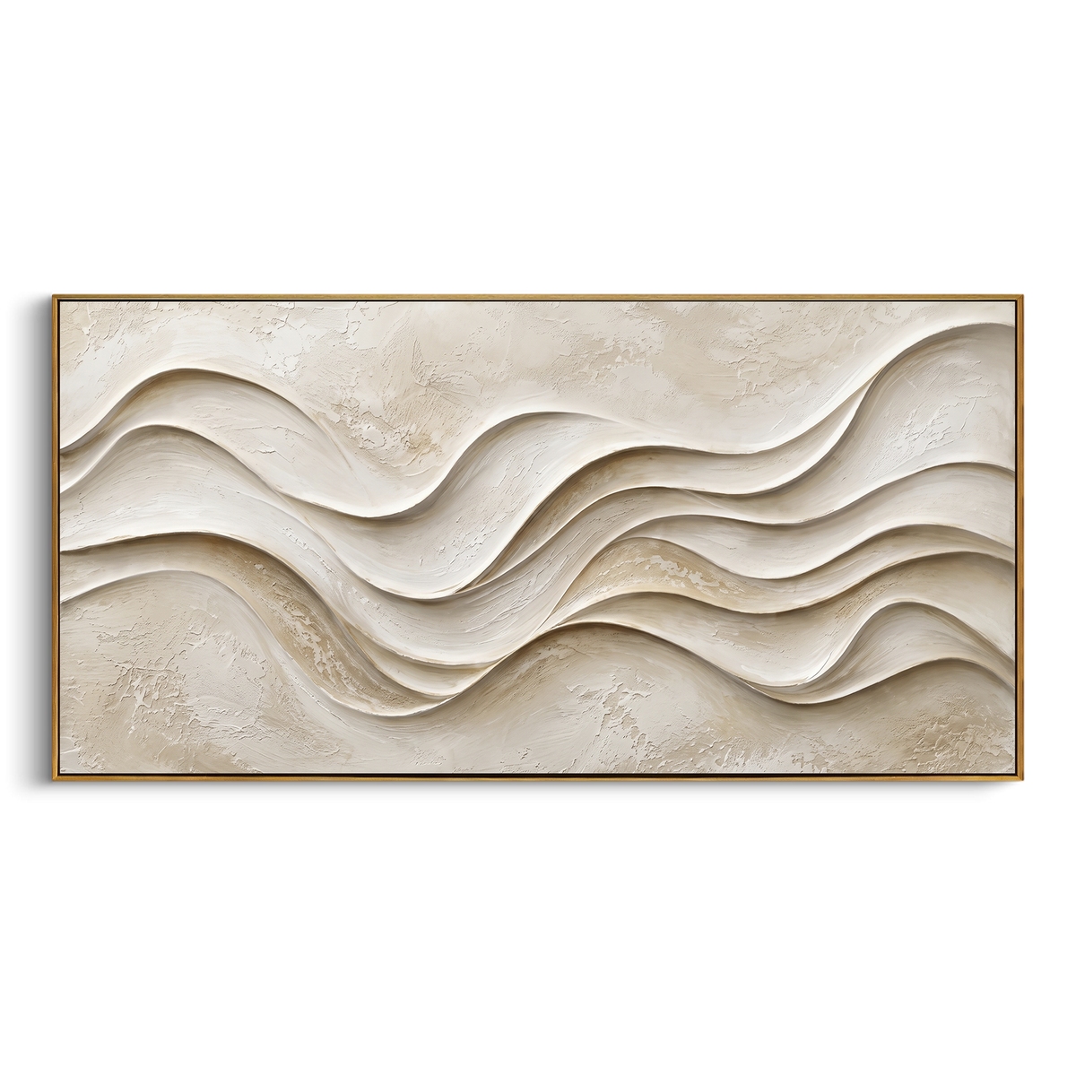 Warm Graphic Abstract Relief focuses on this hand-painted panoramic textured canvas features warm orange, black, and white abstract blocks with raised plaster texture, energetic movement, and modern graphic balance. The composition is described from the actual main image, so the visible subject, color balance, spacing, and surface movement stay specific to this product instead of reading like a batch title. Raised palette-knife layers, sculpted impasto ridges, softened brush transitions, and