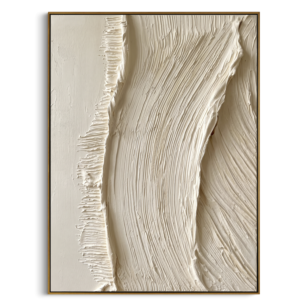 Sage Green Cresting Wave focuses on this hand-painted textured canvas features a sage green cresting wave, thick white foam, pale abstract sky shapes, and layered coastal plaster texture. The composition is described from the actual main image, so the visible subject, color balance, spacing, and surface movement stay specific to this product instead of reading like a batch title. Raised palette-knife layers, sculpted impasto ridges, softened brush transitions, and tactile handmade texture give