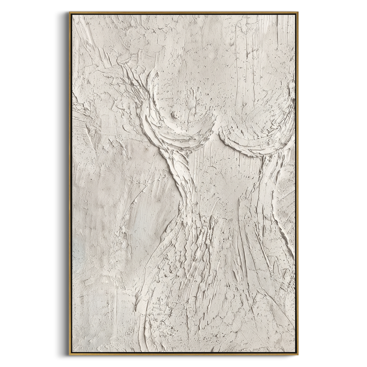 White Line Figure Relief focuses on this hand-painted textured canvas features human figures, softened movement, expressive color accents, and palette-knife surface texture. The composition is described from the actual main image, so the visible subject, color balance, spacing, and surface movement stay specific to this product instead of reading like a batch title. Raised palette-knife layers, sculpted impasto ridges, softened brush transitions, and tactile handmade texture give the canvas