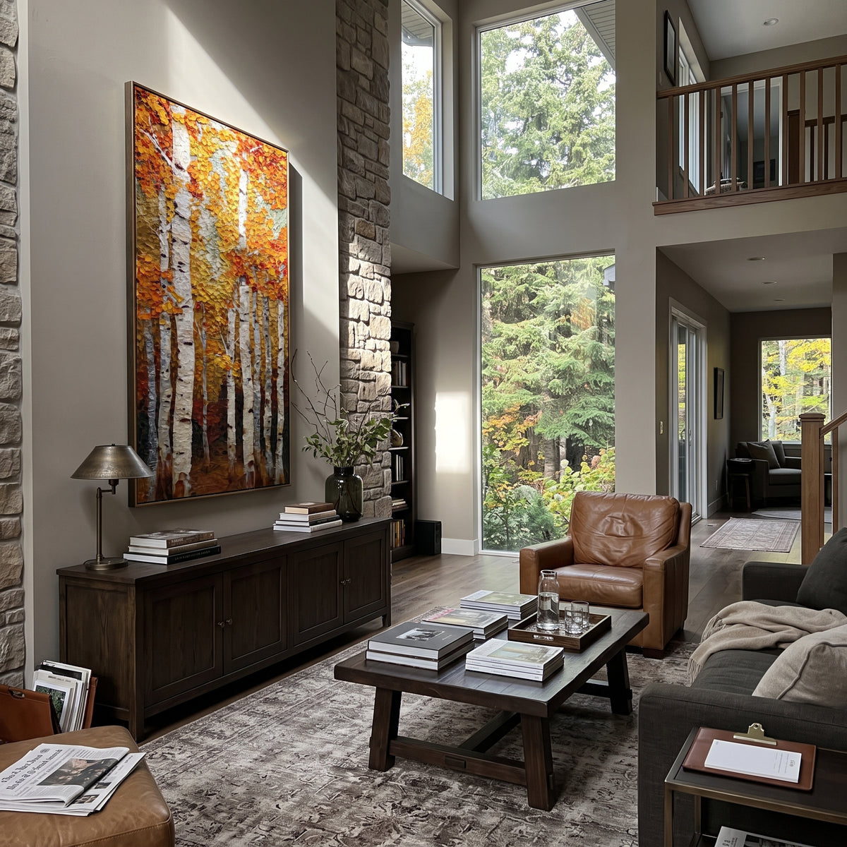 ARTWORK DETAILS Upright Aspen Gold Wall Painting is built from the actual artwork image: tall aspen trunks with compact gold leaf texture. The composition uses raised texture to separate tree trunks, leaf masses, ground movement, and soft background atmosphere, so the surface reads with real hand-painted depth from different viewing angles. The color direction is yellow, white, brown, chosen to keep the autumn mood warm while still leaving enough pale air and cool contrast for modern interiors.