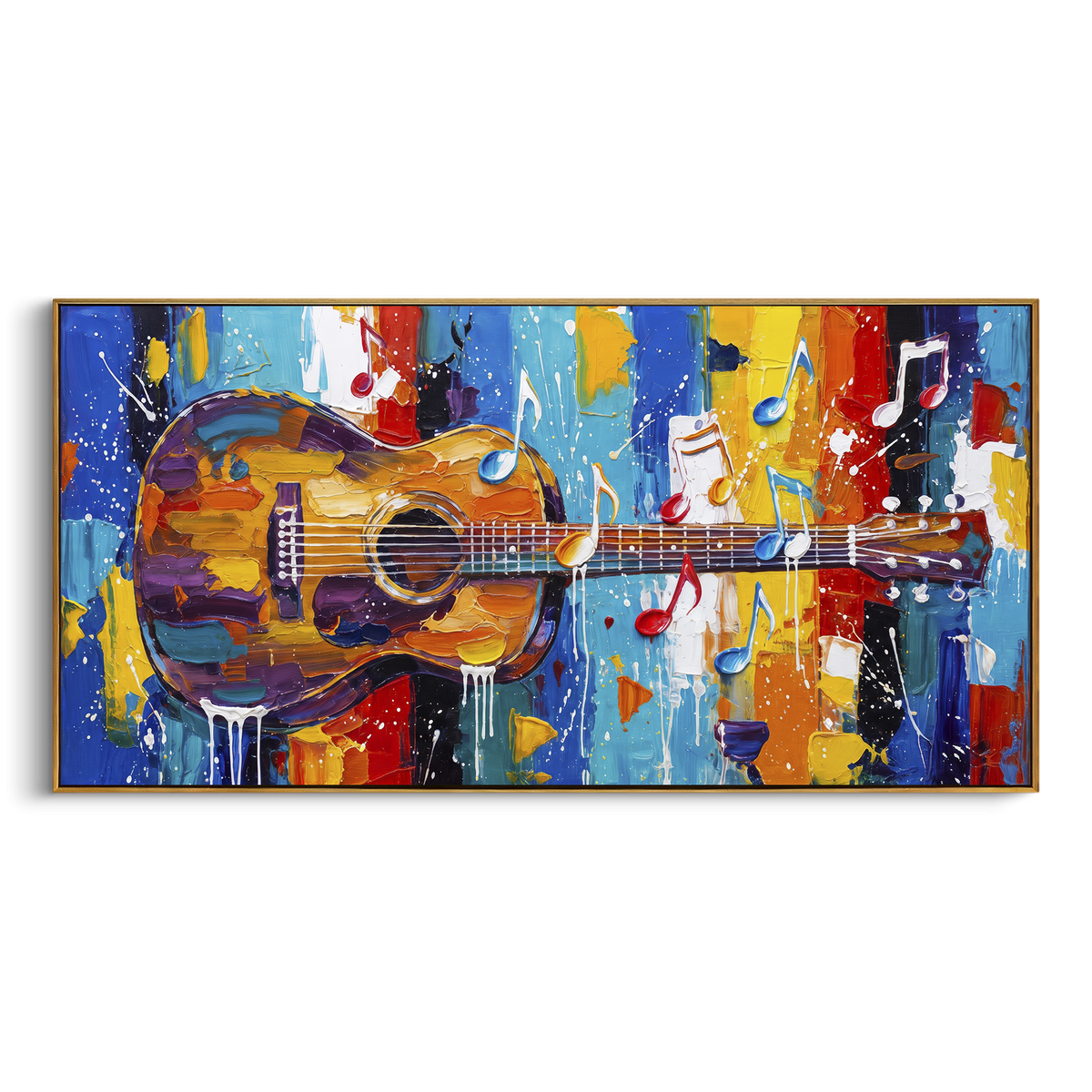 Pale Guitar Sketch centers on soft pale guitar shape crossing an airy white blue beige field with thin charcoal lines. The visual structure is specific to this artwork: the main instrument shapes, note marks, performer silhouettes, brush direction, and surrounding color fields are arranged as a single musical composition rather than as a generic decorative pattern. The white, blue, beige palette sets the mood, with dark linework, pale negative space, and saturated accents guiding the eye through