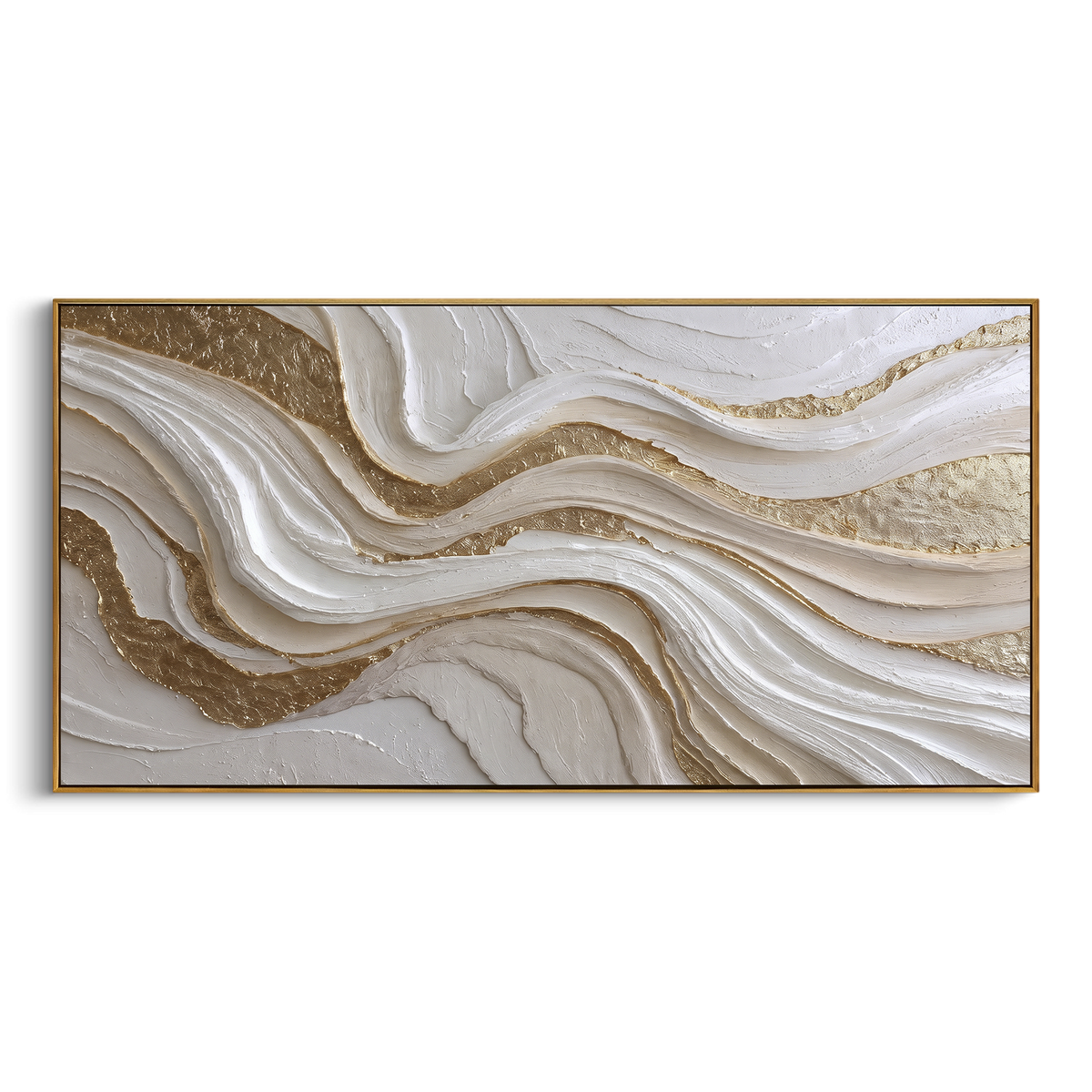 Warm Ivory Vertical Wave Relief presents warm ivory vertical waves with taupe shadows and deep carved channels. The composition is built from visible raised bands, ridges, and softened edges rather than a flat printed pattern, so light catches the high and low passages across the canvas. Warm ivory vertical waves with taupe shadows and deep carved channels guide the eye through the work, with stronger contrast held near the central movement and quieter negative space around the edges. The