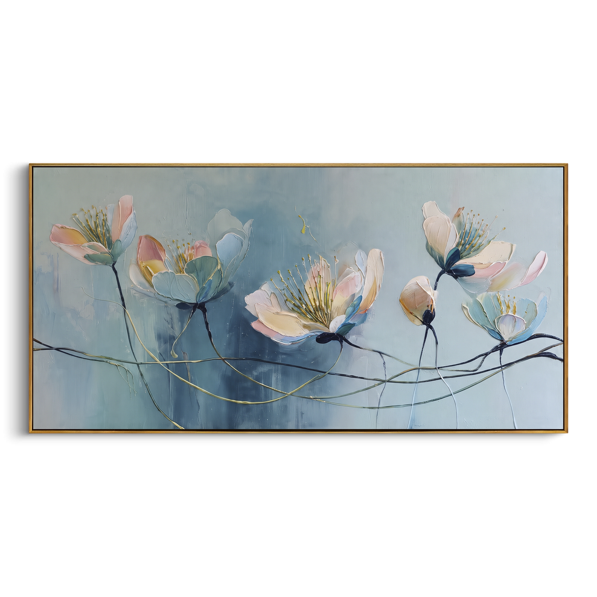 Pastel Garden Bouquet focuses on a pastel bouquet of cream, blush and lavender flowers. The visible subject is placed within a carefully balanced painted field, with the main silhouette, feather, fur, petals, branches, clothing, landscape or background marks kept specific to this artwork. The palette of pink, beige, purple creates the mood through clear warm and cool relationships, while lighter passages open the composition and darker passages give the focal form weight. Raised impasto