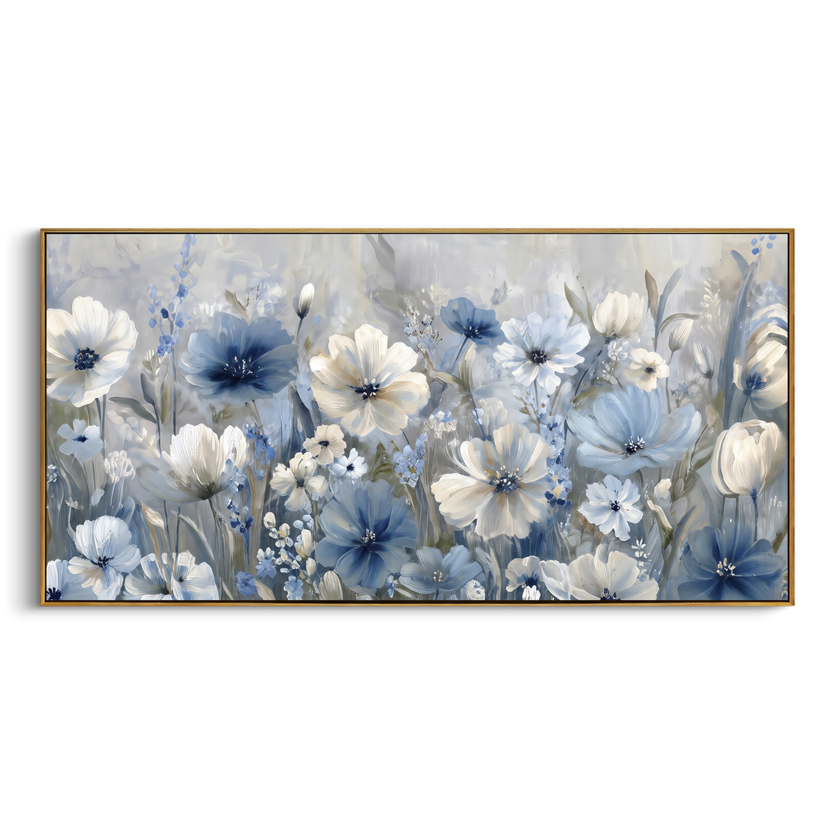 Cream Hydrangea Garden focuses on cream and blush hydrangea-like blooms among soft green leaves. The visible subject is placed within a carefully balanced painted field, with the main silhouette, feather, fur, petals, branches, clothing, landscape or background marks kept specific to this artwork. The palette of white, pink, green creates the mood through clear warm and cool relationships, while lighter passages open the composition and darker passages give the focal form weight. Raised impasto