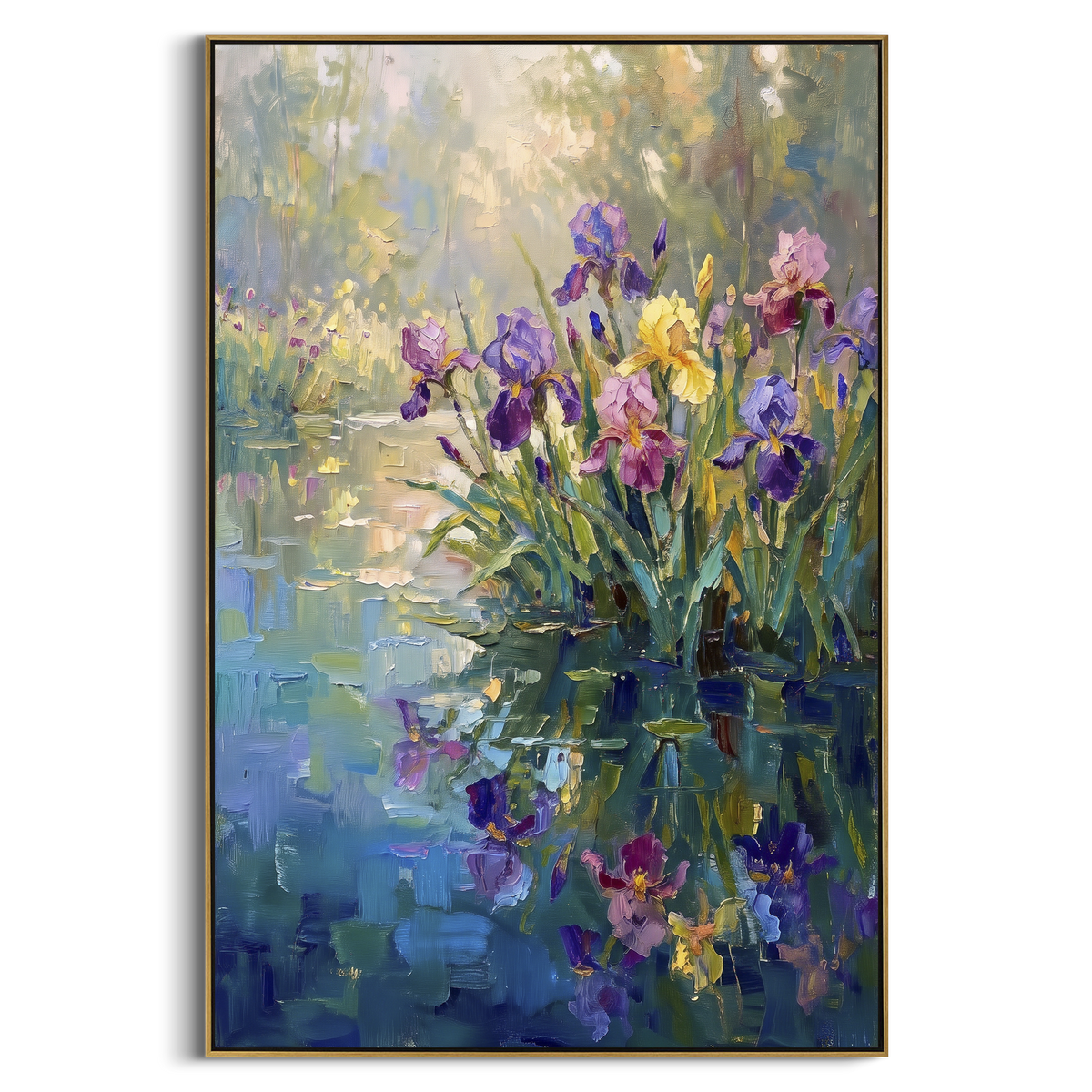 Blue Meadow Blossoms focuses on white and pale blue flowers scattered across a cool textured meadow. The visible subject is placed within a carefully balanced painted field, with the main silhouette, feather, fur, petals, branches, clothing, landscape or background marks kept specific to this artwork. The palette of blue, white, grey creates the mood through clear warm and cool relationships, while lighter passages open the composition and darker passages give the focal form weight. Raised