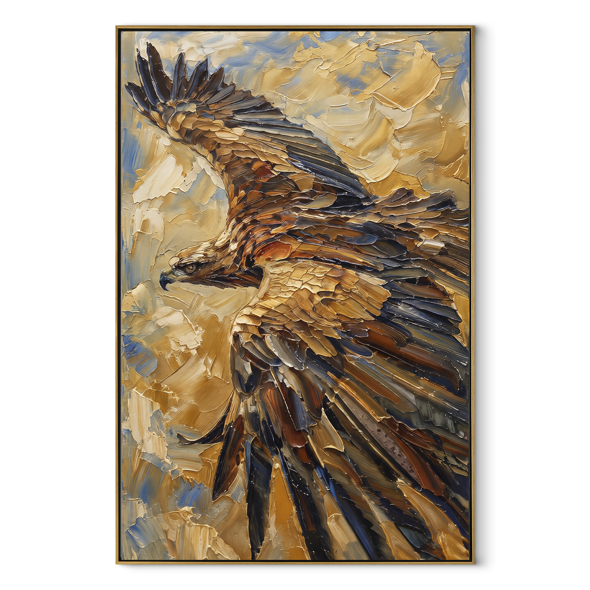 White Eagle Minimal focuses on a pale eagle portrait emerging from white sculpted texture. The visible subject is placed within a carefully balanced painted field, with the main silhouette, feather, fur, petals, branches, clothing, landscape or background marks kept specific to this artwork. The palette of white, beige, grey creates the mood through clear warm and cool relationships, while lighter passages open the composition and darker passages give the focal form weight. Raised impasto
