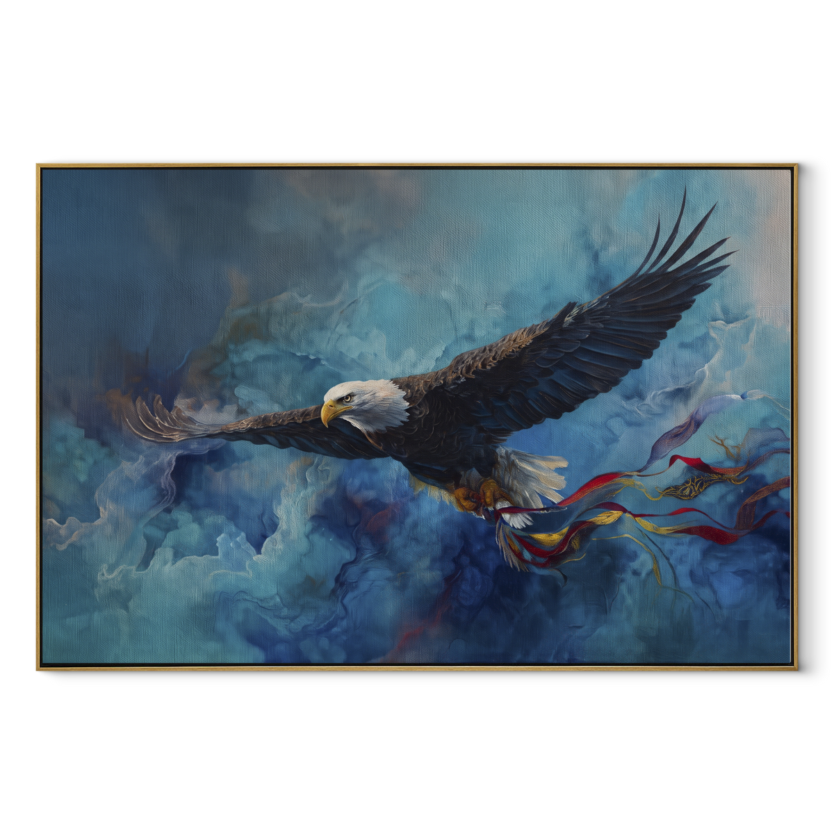 Eagle with Open Wings focuses on a dark eagle spreading its wings across a pale textured field. The visible subject is placed within a carefully balanced painted field, with the main silhouette, feather, fur, petals, branches, clothing, landscape or background marks kept specific to this artwork. The palette of black, white, grey creates the mood through clear warm and cool relationships, while lighter passages open the composition and darker passages give the focal form weight. Raised impasto