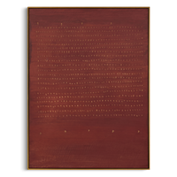 “Terracotta Rhythm” – Modern Minimalist Wabi-Sabi Abstract Painting | Burnt Sienna Red & Antique Gold Textured Canvas Art | Luxury Vertical Wall Art