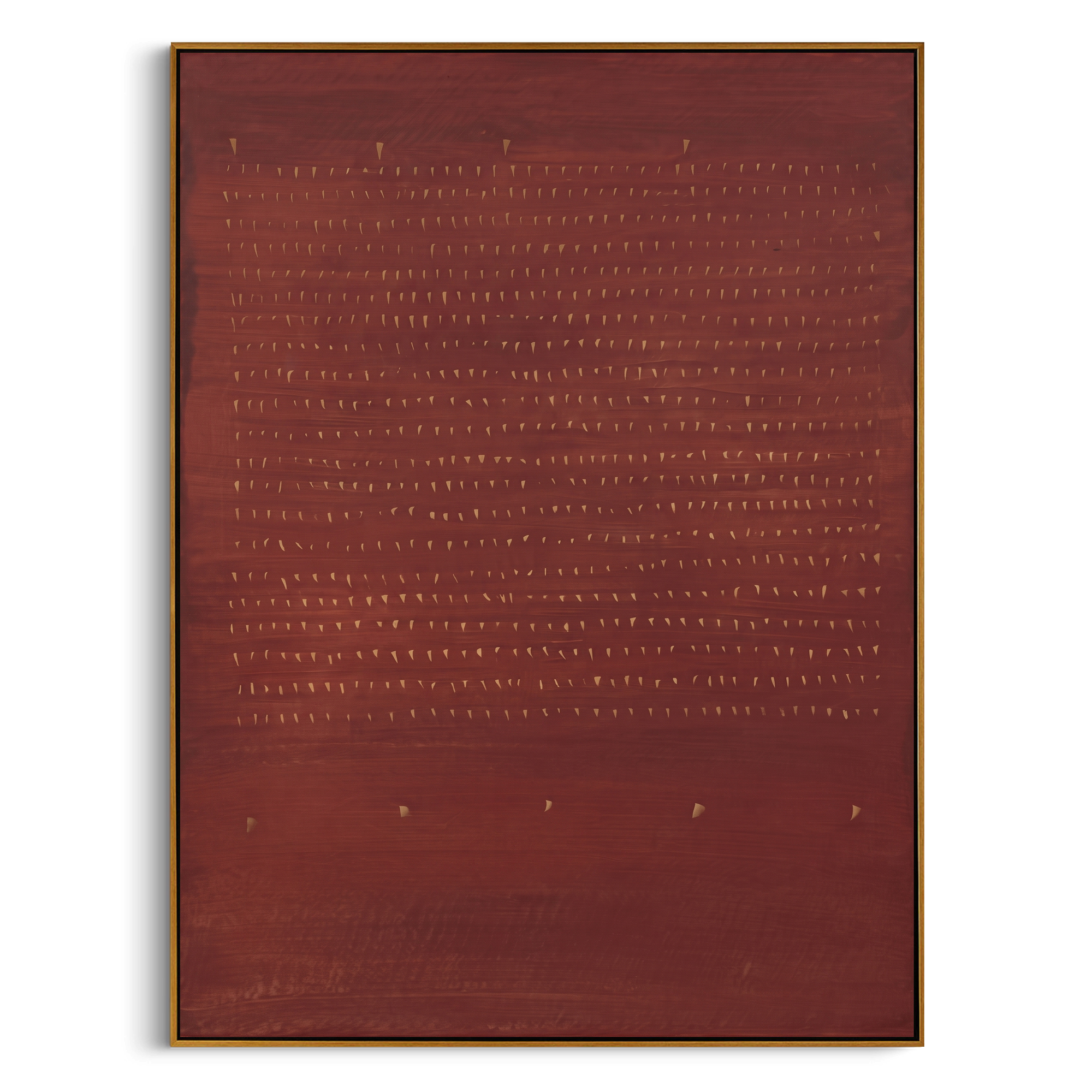 “Terracotta Rhythm” – Modern Minimalist Wabi-Sabi Abstract Painting | Burnt Sienna Red & Antique Gold Textured Canvas Art | Luxury Vertical Wall Art