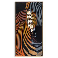 "Zebra Stripe Graphic Wall Painting" - Modern Heavy Impasto Western Animal Artwork | Black & White Palette Knife Painting | Luxury Vertical Wall Art #PT 638