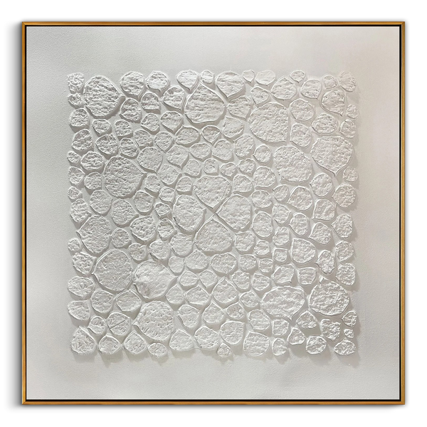 "The Echo of Oneness" – Minimalist White Heavy Impasto | 3D Hand-Sculpted Organic Relief | Luxury Wabi-Sabi Statement Wall Decor #WS 231