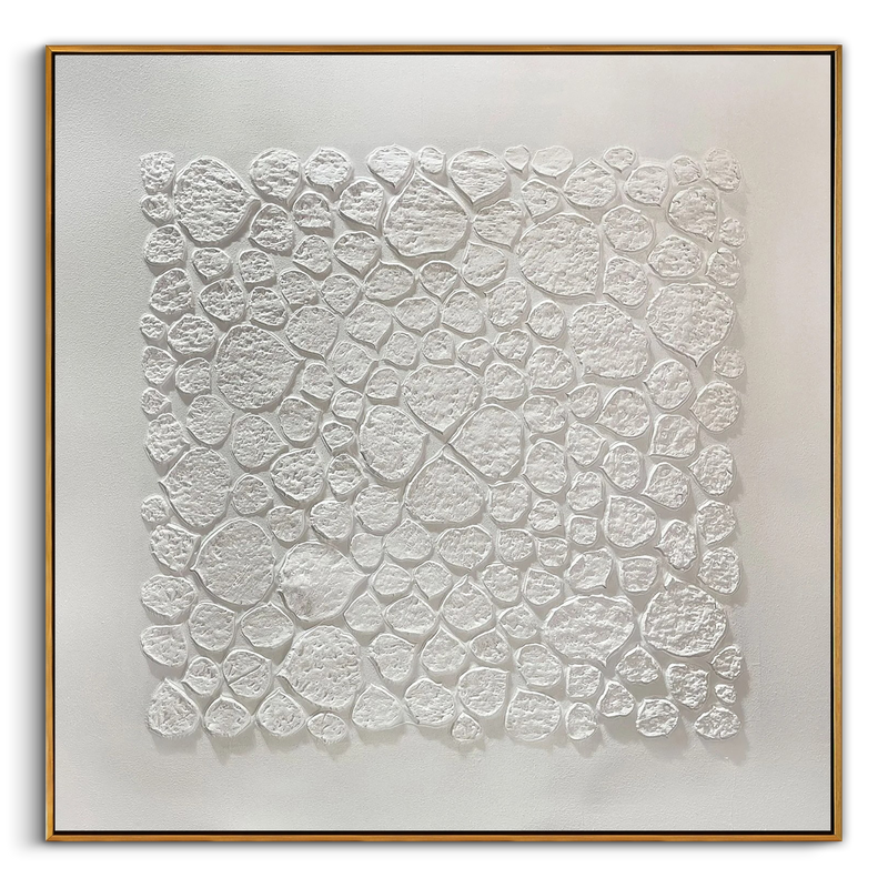"The Echo of Oneness" – Minimalist White Heavy Impasto | 3D Hand-Sculpted Organic Relief | Luxury Wabi-Sabi Statement Wall Decor #WS 231