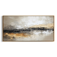 "Tectonic Rift" – Luxury 3D Sculptural Gold Foil Relief | Modern Wabi-Sabi Gray Texture Horizontal Art #WS 240