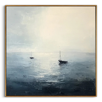 "The Silent Horizon" – Palette Knife Textured Seascape | Luxury Abstract Sailboat Painting for Modern Interiors #WS 234