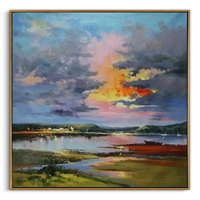 "The Gentle Glow" – Impressionist Sunset Village Scenery | Modern Pastoral Healing Style Landscape Wall Art #LC149