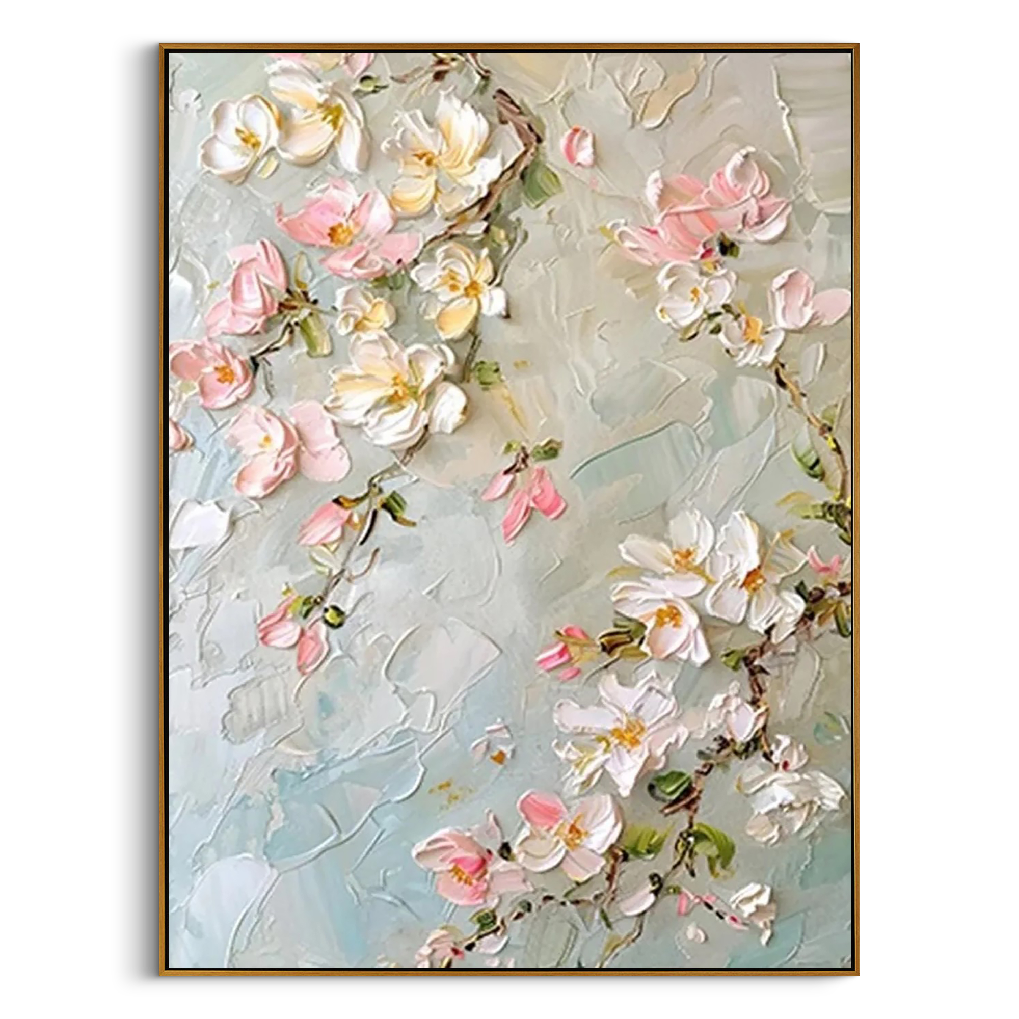 "Spring Whispers" – 3D Sculptural Heavy Impasto Cherry Blossom | Modern Creamy Style Healing Floral Wall Art#FL319