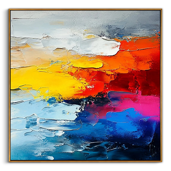"Vibrant Resurgence" – Modern Heavy Impasto Abstract | 3D Hand-Painted Scraper Art | Multi-Color Bold Statement Wall Decor #PT535