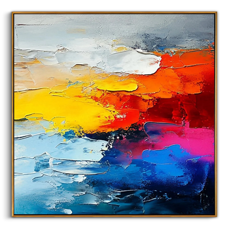 "Vibrant Resurgence" – Modern Heavy Impasto Abstract | 3D Hand-Painted Scraper Art | Multi-Color Bold Statement Wall Decor #PT535