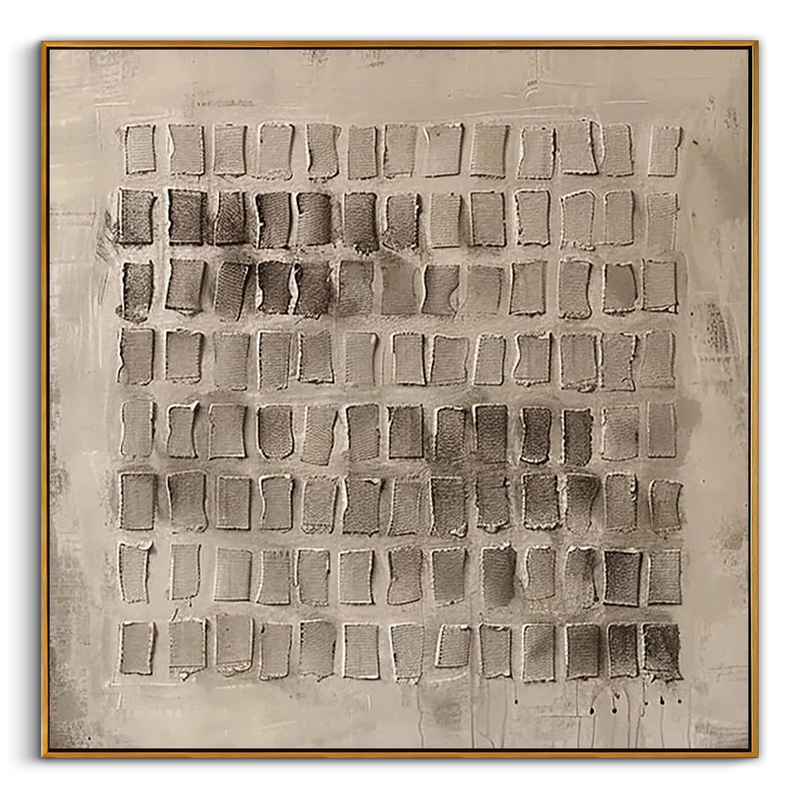 "Chronicle of Fibers" – Modern 3D Heavy Impasto Matrix | Wabi-Sabi Oatmeal Texture Statement Art #WS 235
