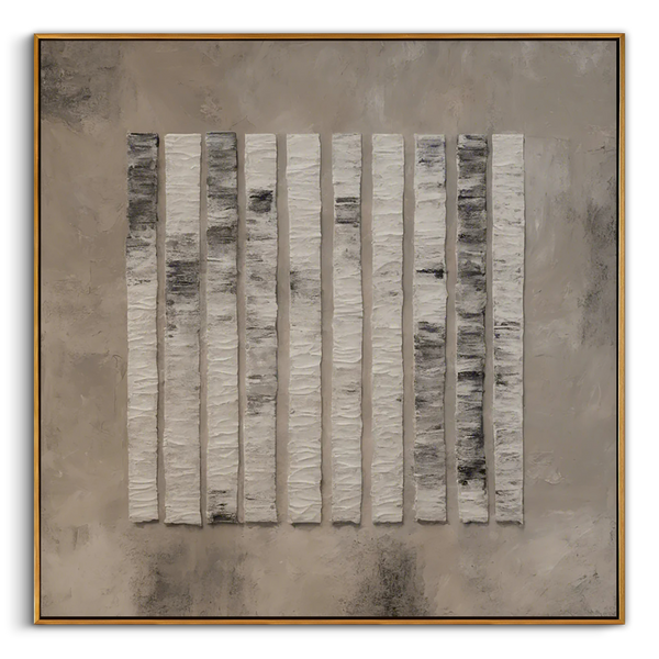 "The Rhythmic Forest" – Minimalist Vertical Heavy Impasto | 3D Hand-Sculpted Gray Relief | Luxury Industrial Abstract Wall Art #WS 230