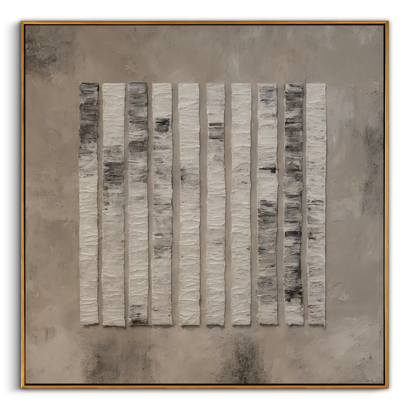 "The Rhythmic Forest" – Minimalist Vertical Heavy Impasto | 3D Hand-Sculpted Gray Relief | Luxury Industrial Abstract Wall Art #WS 230