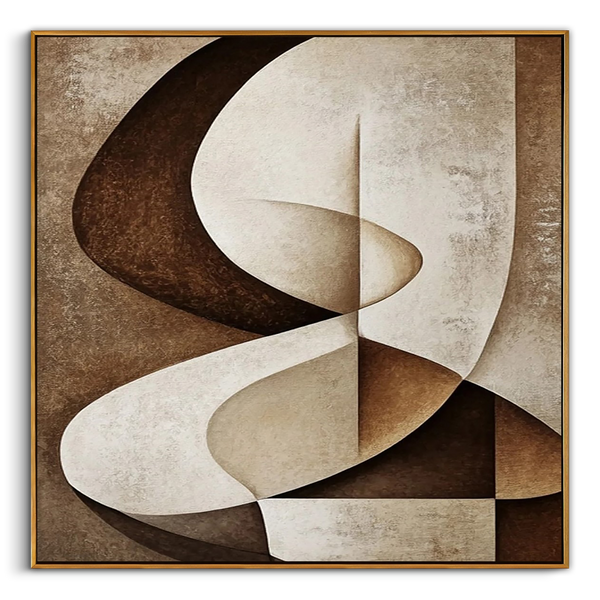 "The Folded Dimension" – Modern Earth Tone Abstract | Hand-Textured Geometric Relief | Sophisticated 3D Mineral Palette Art #AB1025