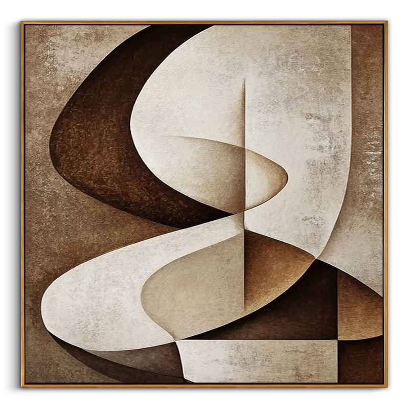"The Folded Dimension" – Modern Earth Tone Abstract | Hand-Textured Geometric Relief | Sophisticated 3D Mineral Palette Art #AB1025