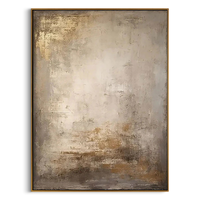 Abstract art painting with gold and brown tones on a white background