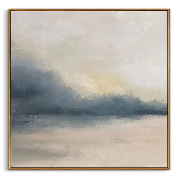 "Ethereal Dawn" – Soft Blended Abstract Oil Painting | Minimalist Morandi Mist Seascape | Warm Contemporary Wall Art #WS 232