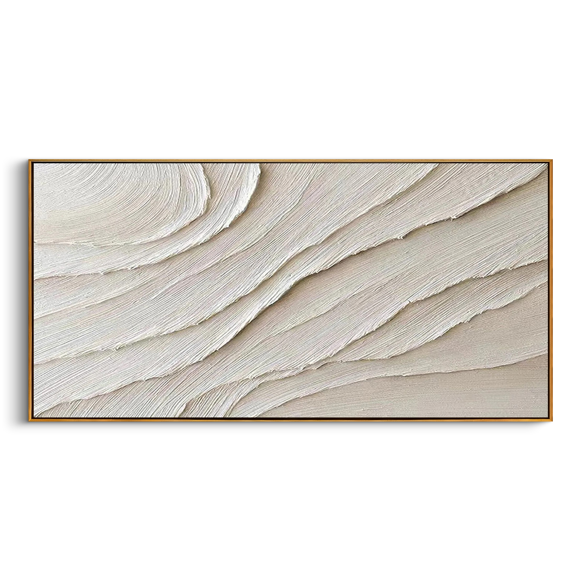 "Sands of Silence" – 3D Sculptural Scalloped Heavy Impasto | Minimalist Creamy Wabi-Sabi Horizontal Gallery Art #WS 241