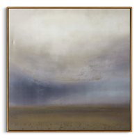 "The Silent Storm" – Modern Atmospheric Abstract Oil | Deep Indigo & Earth Tone Square Statement Wall Art #WS 236