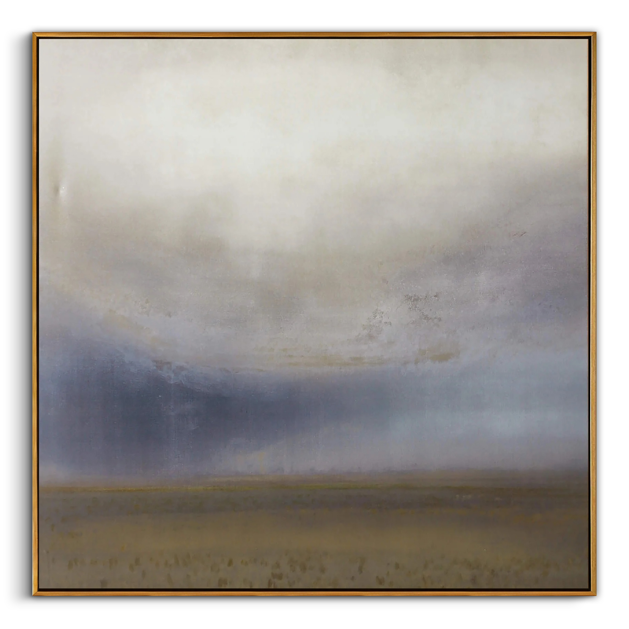"The Silent Storm" – Modern Atmospheric Abstract Oil | Deep Indigo & Earth Tone Square Statement Wall Art #WS 236