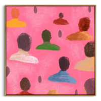 "The Pink Assembly" – Modern Pop Art Silhouette | Bold Dopamine Style Bubblegum Pink Wall Art #PE494